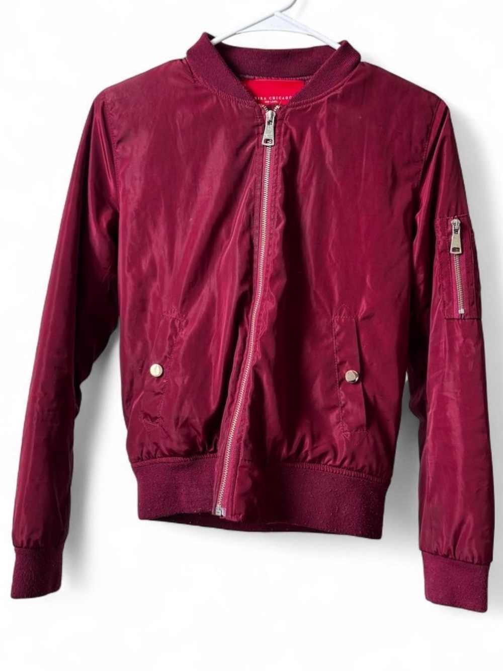 Burgundy red Bomber Jacket